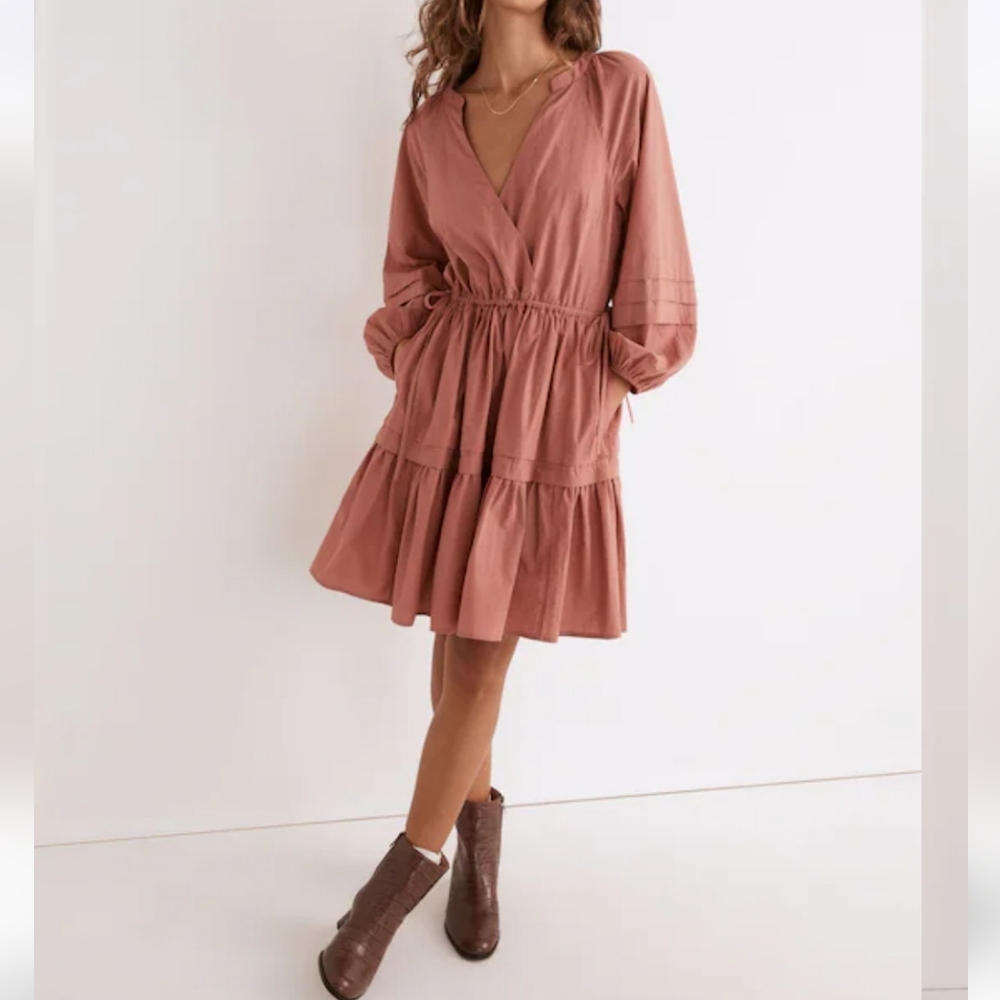 Petite Crinkle Poplin Wrap Mini Dress size XXS